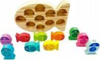 Lojë peshkimi druri Swede Wooden Fish U976, 10 peshq, kallam magnetik, shumëngjyrëshe