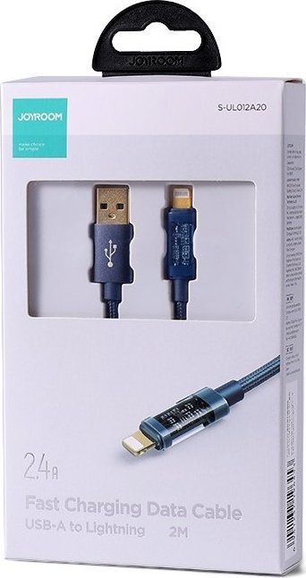 Kabllo karikimi Joyroom USB në Lightning, 2.4A, 2m, blu