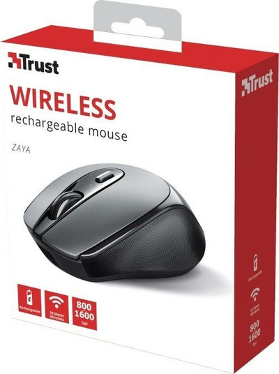 Maus Trust Zaya 23809, wireless, i rikarikueshëm, i zi