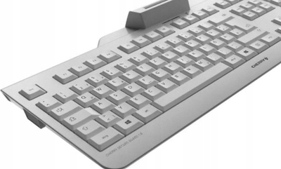 Tastierë CHERRY JK-A0400EU-0 me kabllo USB, me lexues smart card dhe RF/NFC, gri