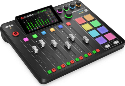 Аудио миксер Rode Rodecaster Pro II, студио за снимање, екран на допир, црн