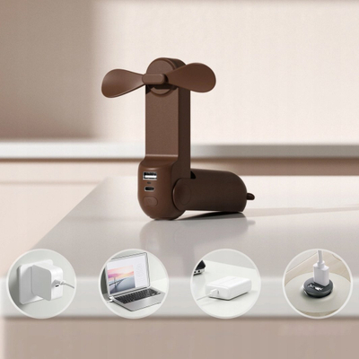 Ventilator portativ JISULIFE Mini, dore, 4500mAh, USB, 3 në 1, i bardhë