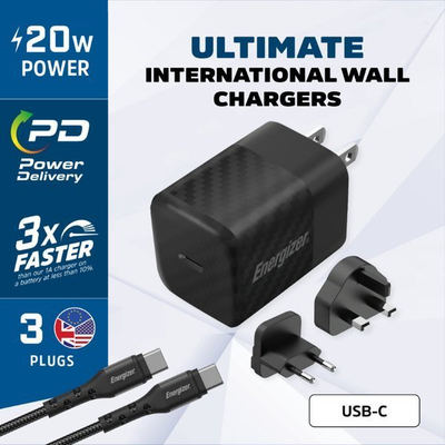 Karikues muri Energizer Ultimate GaN 20W, USB-C PD, me kabllo USB-C, i zi