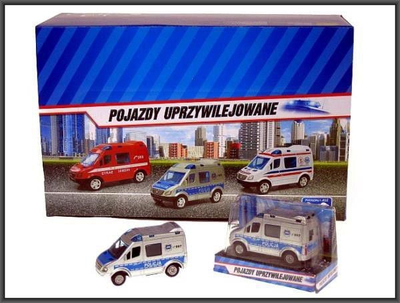 Lodër furgon policie Hipo Mini Police Van, 8cm, në kuti, blu
