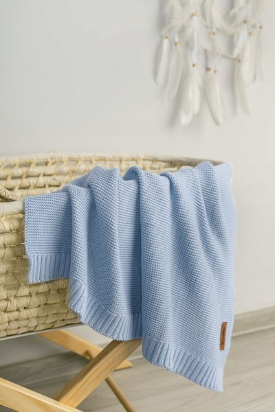 Batanije për bebe Bamboo Cotton, 80x100cm, bambu dhe pambuk, blu e çelët