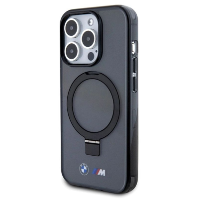 Kopertinë BMW M Series për iPhone 15 Pro, kapak i fortë me unazë, MagSafe, e zezë