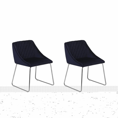 Set karrigesh ngrënieje Beliani Arcata, 2 copë, velvet, blu navy
