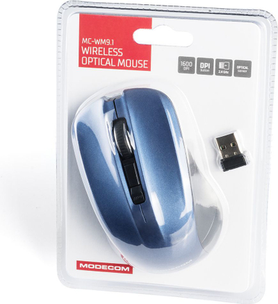 Maus Modecom M-MC-0WM9.1-140, wireless, USB, i zi dhe i kaltërt