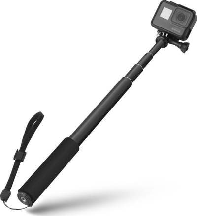 Selfie stick teleskopik 2 në 1, 29–90 cm, për GoPro Hero 7 8 9 MAX, i zi
