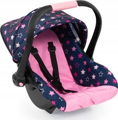 Sedilje kukulle Bayer Design Deluxe Car Seat, 46 cm, me kapak dielli, blu-rozë