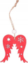 Varëse për zbukurim Angel Wings, dru 7cm, e kuqe