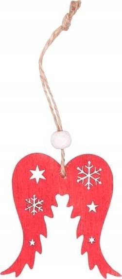 Varëse për zbukurim Angel Wings, dru 7cm, e kuqe