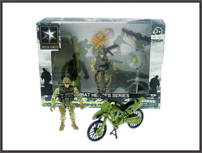 Set lodrash ushtarake Combat Heroes, figurë 10 cm, motor, i gjelbër