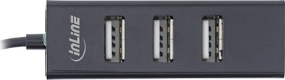 Hub USB InLine 2.0 me 4 porta, USB C në 4x USB A, kabllo 15cm, i zi