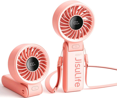 Ventilator dore JISULIFE Portable Handheld Fan, 5 shpejtësi, bateri 5000mAh, i bardhë