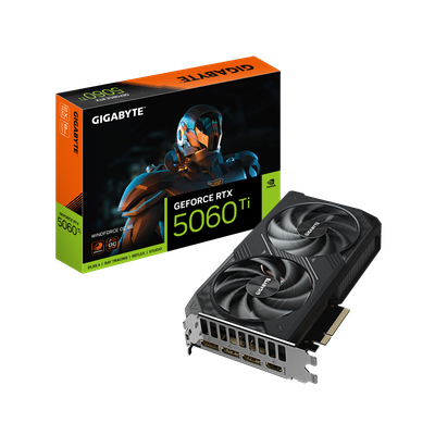 Kartë grafike GIGABYTE GeForce RTX 5060 Ti WINDFORCE OC 8G, 8GB GDDR7, PCI-E 5.0, e zezë