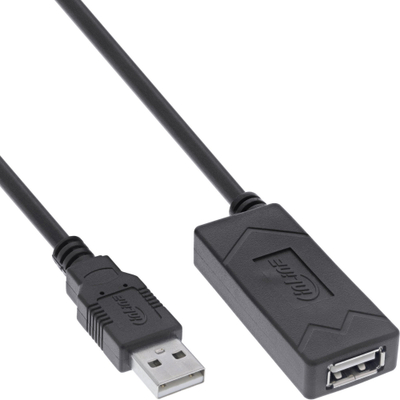 Kabllo zgjatues USB InLine USB 2.0, aktiv, 5m, i zi