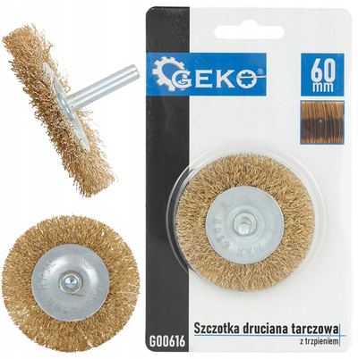 Furçë rrethore me tela mesingu Geko G00616, 60mm, me shank