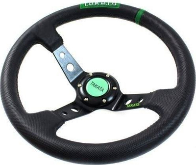 Timon sportiv MTuning Steering Wheel Pro 350mm, offset 80mm, lëkurë Takata, i zi