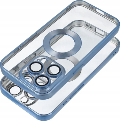 Mbrojtëse telefoni Glam Case iPhone 16 Pro, TPU transparente, me unazë magnetike, blu