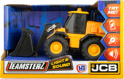 Lodër eskavator JCB Teamsterz, me drita edhe zëra, plastik, i verdhë