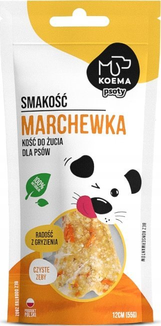 Kockë përtypëse për qen Koema, me karotë, 55g, natyrale