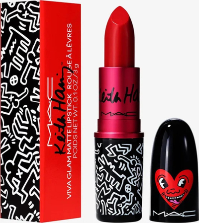 Ruzh buzësh MAC Viva Glam X Keith Haring, krem, qëndrueshmëri e gjatë, Red Haring