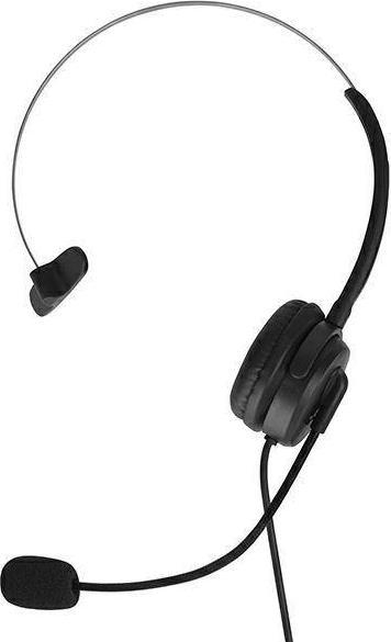 Kufje me mikrofon XQISIT Mono 43587, me kabllo, jack 3.5 mm, ngjyrë e zezë