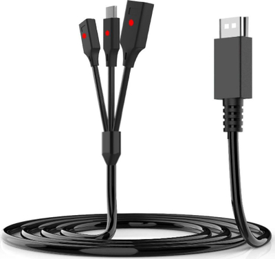 Kabllo karikuse JYS për Nintendo Switch, USB në USB-C + 2xJoy-Coni, e zezë