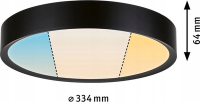 Plafonierë tavani Paulmann Tega LED, IP44, CCT, e zezë