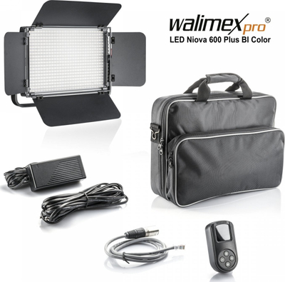 LED панел Walimex Niova 600 Plus Bi Color, 36W, температура 3200K 5600K, црн