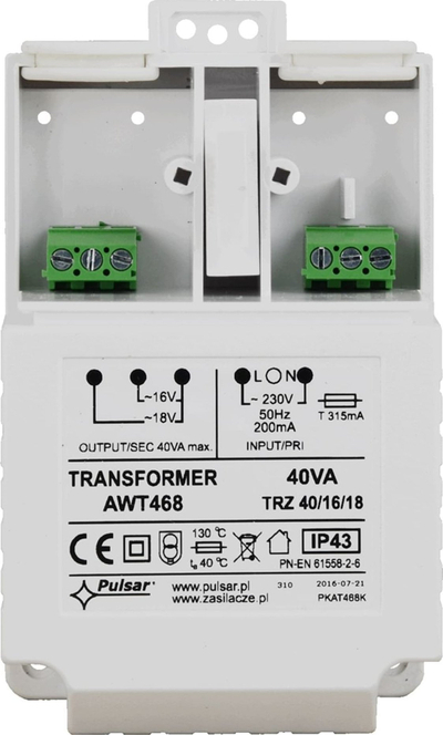 Трансформатор за аларм панел Pulsar AWT468, 40VA, 230V AC