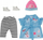 Set rrobash për kukulla BABY born Deluxe Jeans Dress, për kukulla 43 cm, shumë pjesësh, shumëngjyrësh