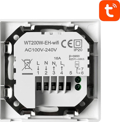 Termostat i zgjuar Avatto WT200 16A, për ngrohje elektrike, WiFi, i bardhë