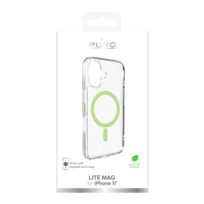 Mbulesë telefoni Puro Protective Case për iPhone 17, transparente me detaje jeshile