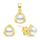 Set bizhuteri për femra Brilio Silver SET268Y, vathë + varëse, i artë
