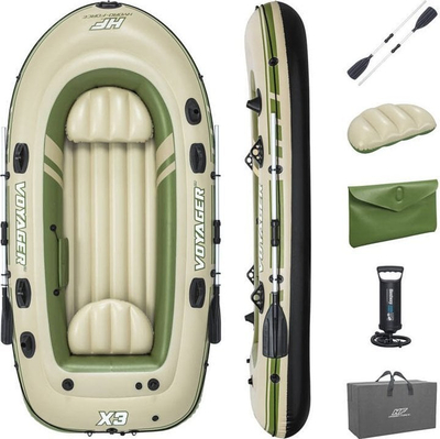 Varkë me frymë Bestway Hydro Force Voyager X3, për 3 veta, 294 x 137 cm, me lopata
