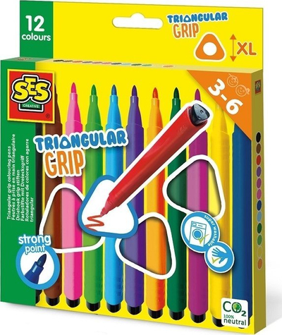 Set lapsa ngjyrues SES Creative 14696, 12 copa, formë trekëndore, për fëmijë 3+