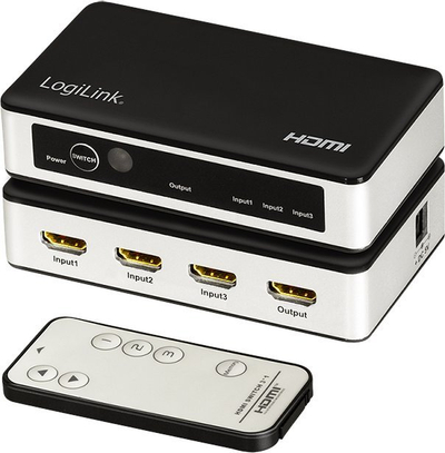Прекинувач HDMI LogiLink HD0044, 3 порти, 4K 60Hz, црн и сребрен