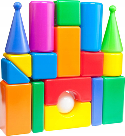 Lodër me blloqe ndërtimi Macyszyn Mej Blocks, set me 18 copa, shumëngjyrëshe
