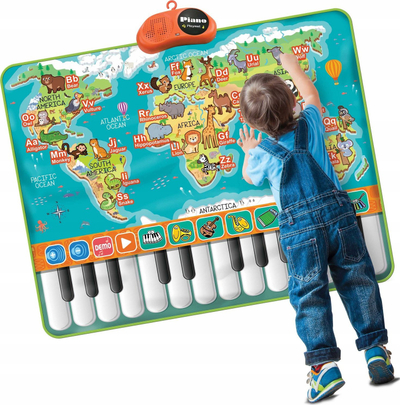 Tapet muzikor edukativ MADE Music Mat Card, 26 tinguj kafshësh, funksion piano, në anglisht