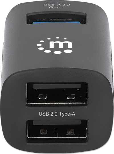 Hub USB-C Manhattan Ultra Compact, 3 porta USB-A, 5 Gbps, gri