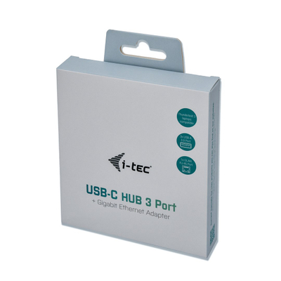 Qendër USB-C I-tec Metal, 3 porta, Gigabit Ethernet, e zezë