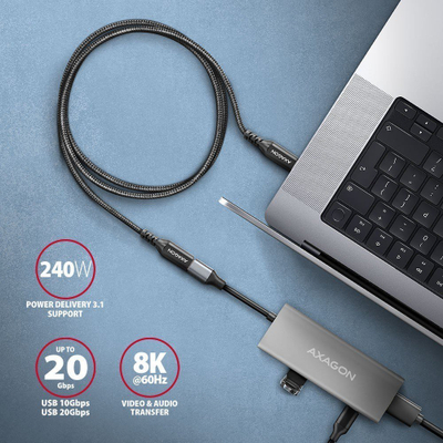 Kabllo USB Axagon BUCM32-CF05AB, USB-C në USB-C, 0.5 m, 240W, e zezë