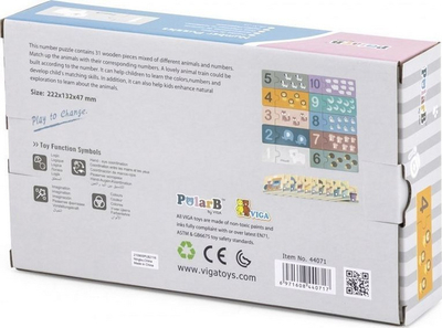 Puzzle numrash druri Viga PolarB, lojë edukative, shumëngjyrësh