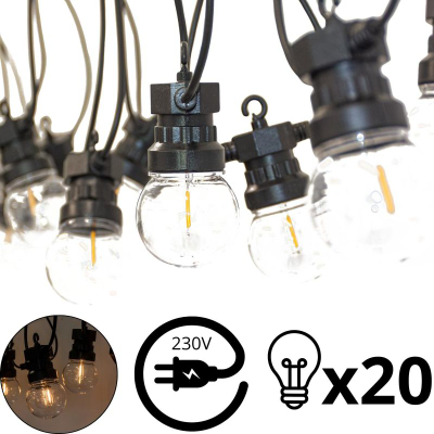 Varg dritash LED Party Lights, 12.5 m, 20 llamba, dritë e ngrohtë