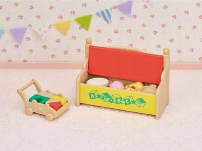 Set lodrash Sylvanian Families 5709 Baby's Toy Box, bebet Snow Rabbit edhe Panda, për shpi kukullash, me ngjyra nga të gjitha