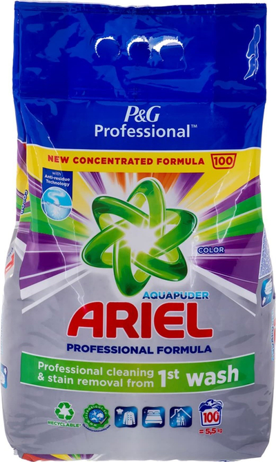 Прашок за перење Ariel Professional Color, 5.5kg, за облека во боја