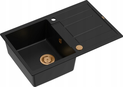 Lavaman kuzhine GraniteQ Morgan 111, 1 tas me pikatore, sifon Push To Open, gri antracit me element bakri