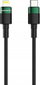 Kabllo karikues USB C në Lightning D62, 1m, 20W PD 3A, e zezë me gërshet
